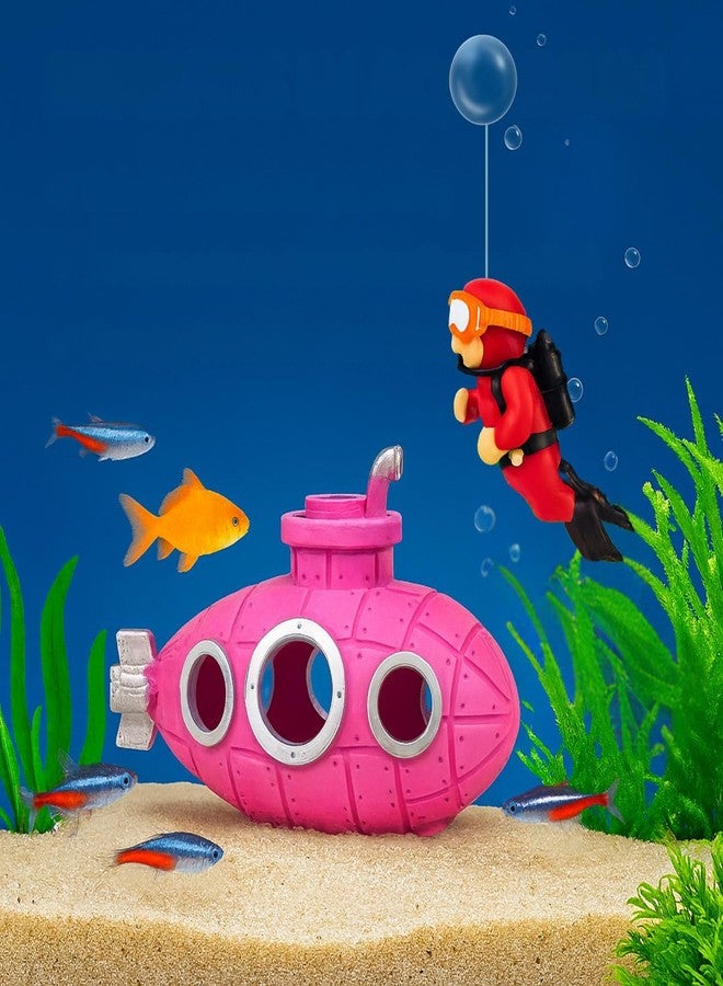 مجموعة مغامرات حوض السمك من قطعتين من VAYINATO® - زينة غواص عائم وحطام غواصة عتيقة (لون عشوائي) - زينة ممتعة لحوض السمك، مصنوعة من الراتنج الآمن، لمحبي أحواض السمك - Image 1